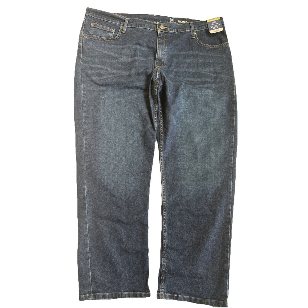 NWT George Big Men's Relaxed Fit Dark Wash Straight Stretch Jeans - Size 42 x 30